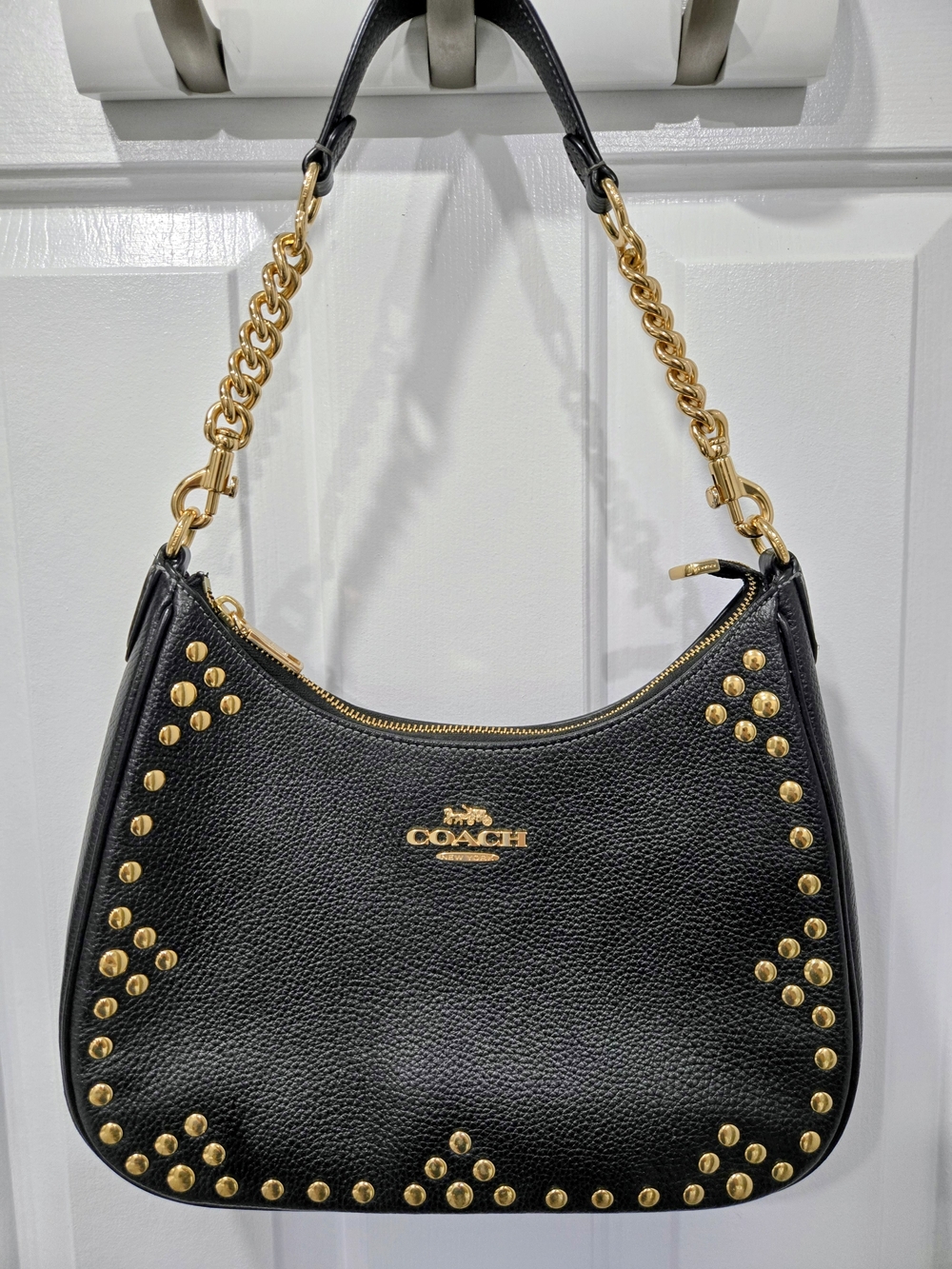 Coach Teri Hobo with Gold Studs